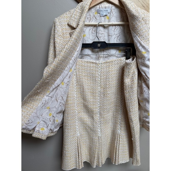 Kay Unger NY Women Tweed Skirt Suit Set 16 Church Wedding Old Money Quiet Luxury - Picture 7 of 16